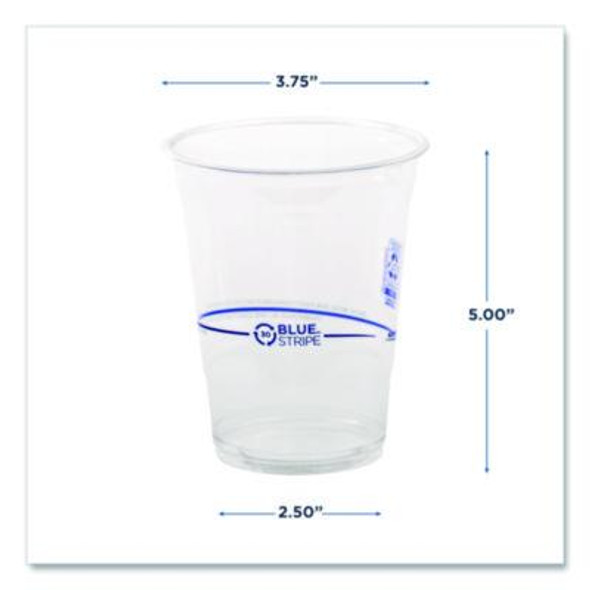 Bluestripe 25% Recycled Content Cold Cups, 16 Oz, Plastic, Clear/Blue, 50/Pack, 20 Packs/Carton