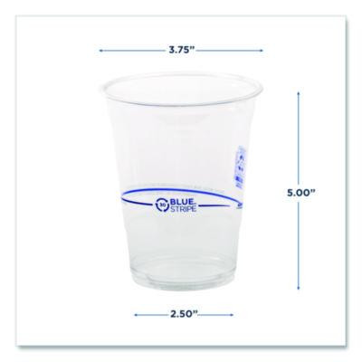 Bluestripe 25% Recycled Content Cold Cups, 16 Oz, Plastic, Clear/Blue, 50/Pack, 20 Packs/Carton