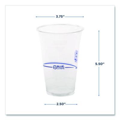 Bluestripe 25% Recycled Content Cold Cups, 20 Oz, Plastic, Clear/Blue, 1,000/Carton