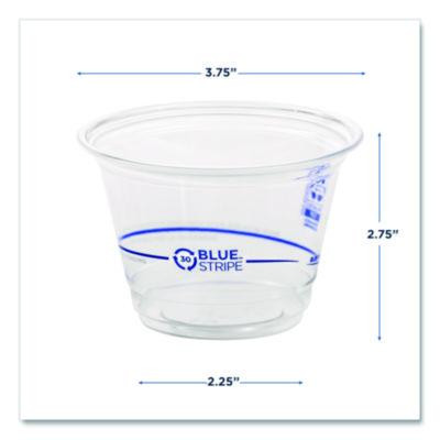 Bluestripe 25% Recycled Content Cold Cups, 9 Oz, Plastic, Clear/Blue, 50/Pack, 20 Packs/Carton