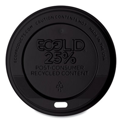 Ecolid 25% Recycled Content Hot Cup Lid, Fits 10 Oz To 20 Oz Hot Cups, Plastic, Black, 100/Pack, 10 Packs/Carton