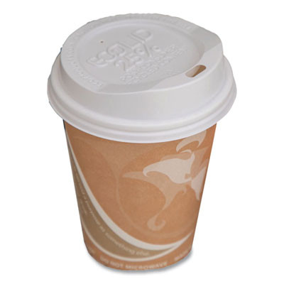 Ecolid 25% Recycled Content Hot Cup Lid, Fits 8 Oz Hot Cups, Plastic, White, 100/Pack, 10 Packs/Carton