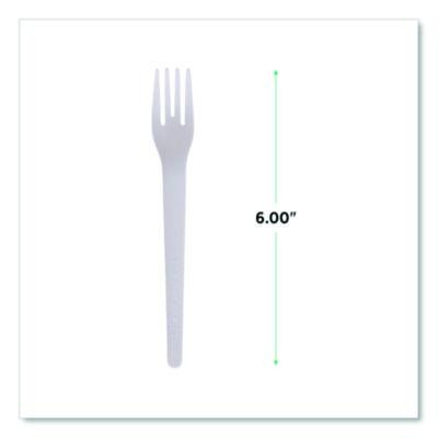 Plantware Compostable Cutlery, Fork, Plastic, Pearl White, 50/Pack, 20 Packs/Carton