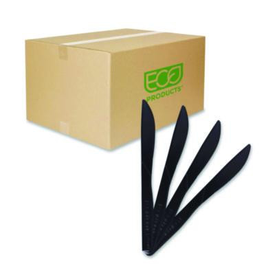 100% Recycled Content Cutlery, Knife, Plastic, Black, 50/Pack, 20 Packs/Carton