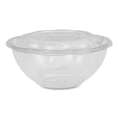 Renewable And Compostable Salad Bowls With Lids, 24 Oz, Clear, Plastic, 50/Pack, 3 Packs/Carton