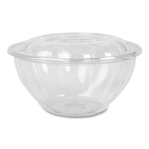 Renewable And Compostable Salad Bowls With Lids, 32 Oz, Clear, Plastic, 50/Pack, 3 Packs/Carton