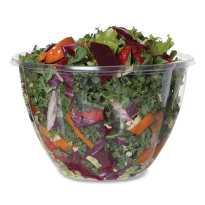 Salad Bowls, 48 Oz, 6.69" Diameter x 4.38" h, Clear, Plastic, 300/Carton