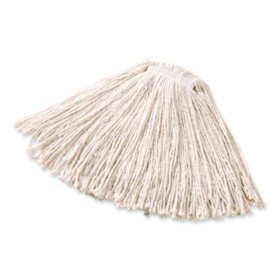 Non-Launderable Premium Cut-End Cotton Wet Mop Head, 16 Oz, White, 1" White Band, 12/Carton