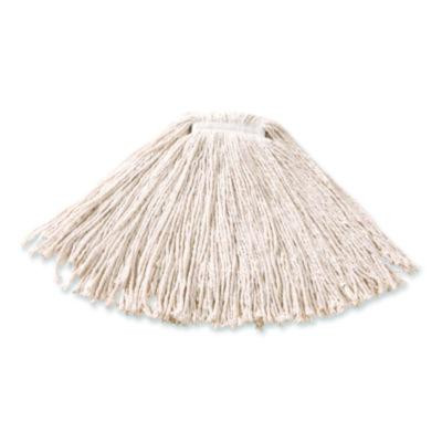 Non-Launderable Premium Cut-End Cotton Wet Mop Head, 16 Oz, White, 1" White Band, 12/Carton