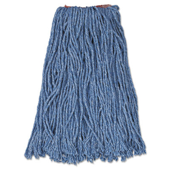 Cotton/Synthetic Cut-End Blend Mop Head, 16 Oz, 1" Band, Blue, 12/Carton