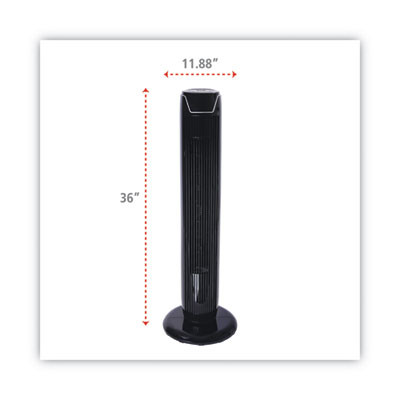 36" 3-Speed Oscillating Tower Fan With Remote Control, Plastic, Black