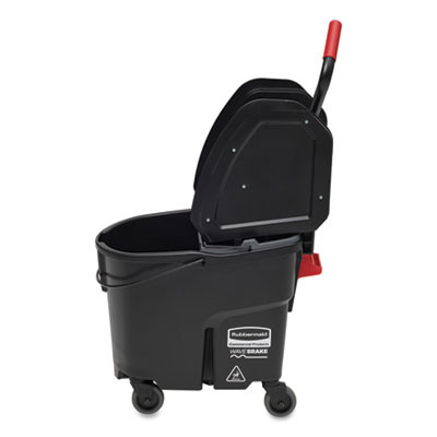 Wavebrake 2.0 Bucket/Wringer Combos, Down-Press, 35 Qt, Plastic, Black