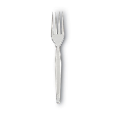 Plastic Cutlery, Heavyweight Fork, Clear, 1,000/Carton