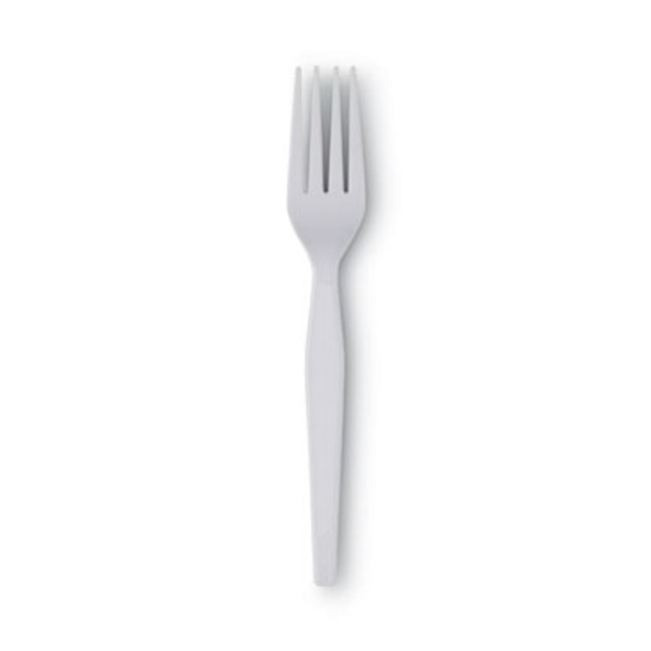 Plastic Cutlery, Heavyweight Fork, White, 100/Box