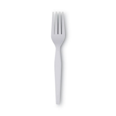 Plastic Cutlery, Heavyweight Fork, White, 100/Box