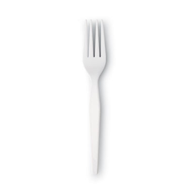 Plastic Cutlery, Heavyweight Fork, White, 1,000/Carton