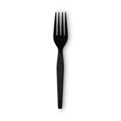 Individually Wrapped Heavyweight Forks, Plastic, Black, 1,000/Carton
