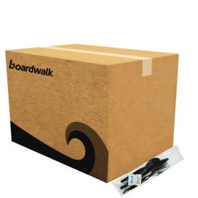 Six-Piece Cutlery Kit, Heavyweight, Fork/Knife/Napkin/Pepper/Salt/Spoon, Plastic, Black, 250/Carton