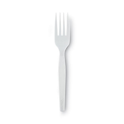 Plastic Cutlery, Heavy Mediumweight Fork, White, 1,000/Carton