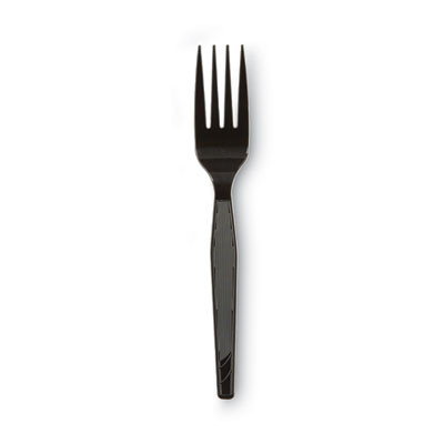 Plastic Cutlery, Heavy Mediumweight Forks, Black, 1,000/Carton