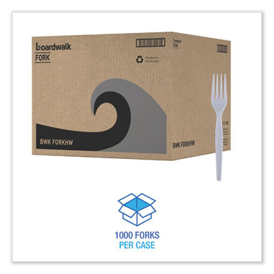 Heavyweight Polystyrene Cutlery, Fork, Plastic, White, 1,000/Carton