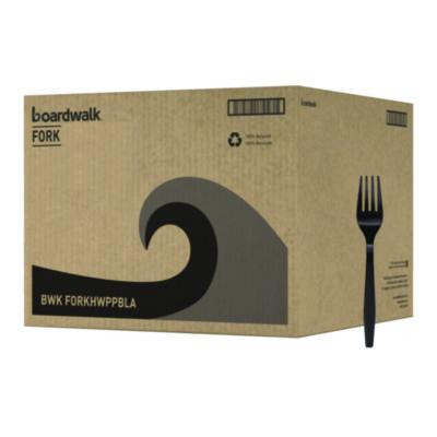 Heavyweight Polypropylene Cutlery, Fork, Plastic, Black, 1,000/Carton