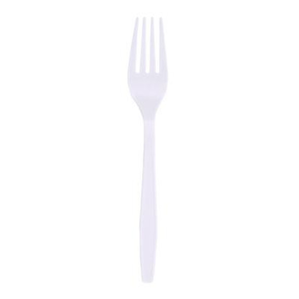 Heavyweight Polypropylene Cutlery, Fork, Plastic, White, 1,000/Carton