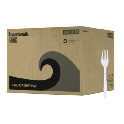 Heavyweight Polypropylene Cutlery, Fork, Plastic, White, 1,000/Carton
