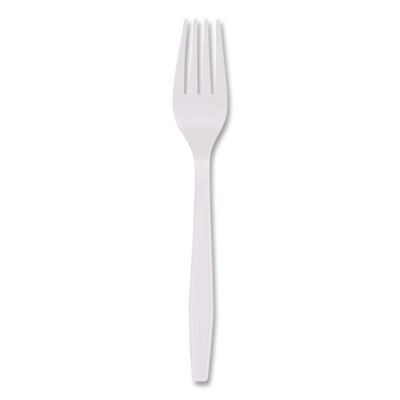 Heavyweight Polypropylene Cutlery, Fork, Plastic, White, 1,000/Carton