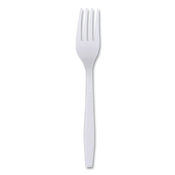 Heavyweight Wrapped Polypropylene Cutlery, Fork, Plastic, White, 1,000/Carton