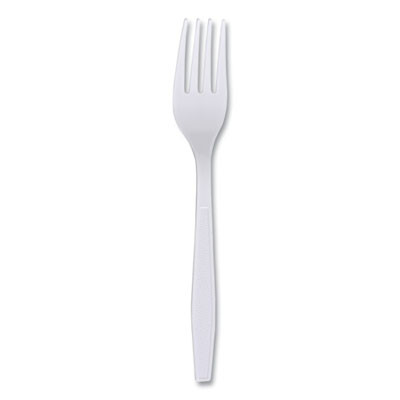 Heavyweight Wrapped Polypropylene Cutlery, Fork, Plastic, White, 1,000/Carton