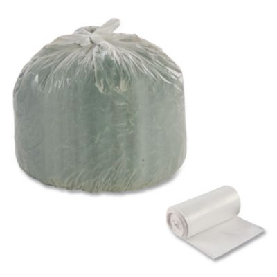 Controlled Life-Cycle Plastic Trash Bags, 13 Gal, 0.7 Mil, 24" X 30", White, 120/Box