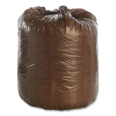Controlled Life-Cycle Plastic Trash Bags, 30 Gal, 0.8 Mil, 30" X 36", Brown, 60/Box