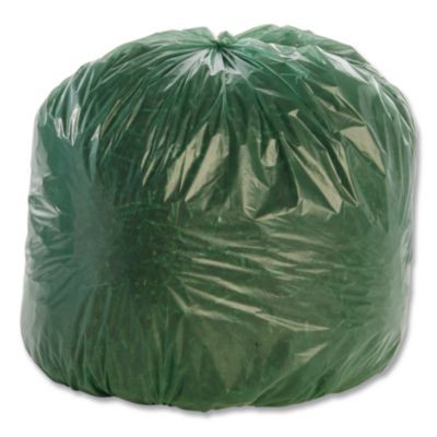 Controlled Life-Cycle Plastic Trash Bags, 33 Gal, 1.1 Mil, 33" X 40", Green, 40/Box