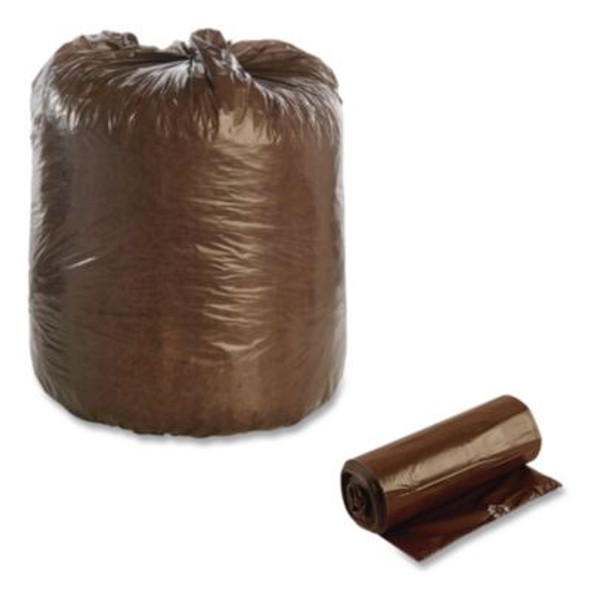 Controlled Life-Cycle Plastic Trash Bags, 39 Gal, 1.1 Mil, 33" X 44", Brown, 40/Box