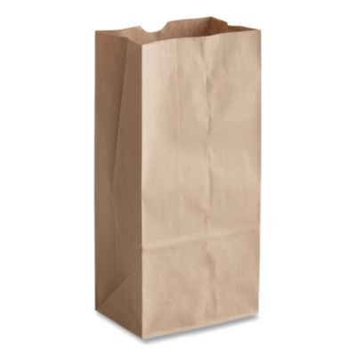 Grocery Paper Bags, 10# Size, Heavy-Duty, 50# Basis Weight, 7" x 4.38" x 13.75", Kraft, 500/Bundle