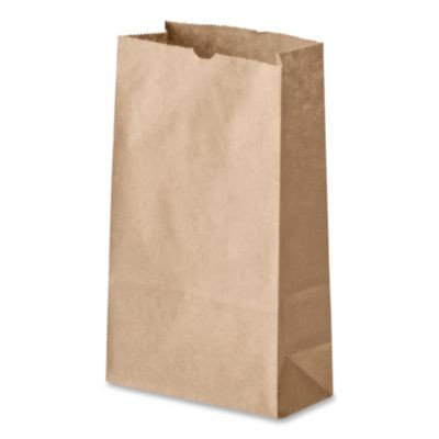 Grocery Paper Bags, 5# Size, 35# Basis Weight, 5.25" x 3.38" x 10.94", Kraft, 500/Bundle
