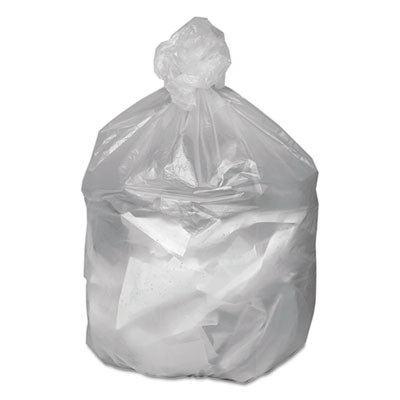 Waste Can Liners, 60 Gal, 12 Mic, 38" x 58", Natural, 20 Bags/Roll, 10 Rolls/Carton
