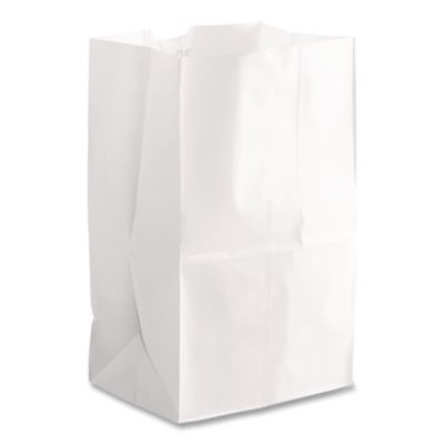 Grocery Paper Bags, 20# Squat Size, 40# Basis Weight, 8.13" x 5.88" x 12.5", White, 500/Bundle