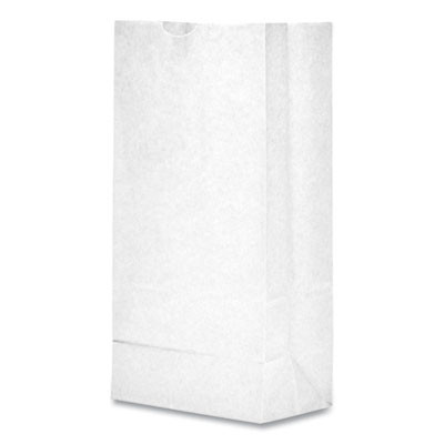 Grocery Paper Bags, 8# Size, 35# Basis Weight, 6" x 3.88" x 12.5", White, 500/Bundle