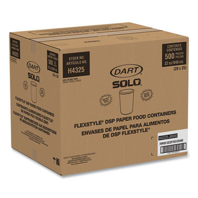 Flexstyle Double Poly Paper Containers, 32 Oz, Symphony Design, Paper, 25/Pack, 20 Packs/Carton