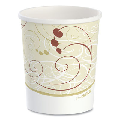 Flexstyle Double Poly Paper Containers, 32 Oz, Symphony Design, Paper, 25/Pack, 20 Packs/Carton