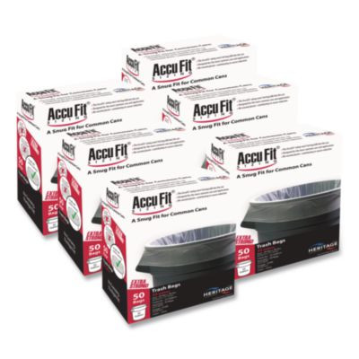 Linear Low Density Can Liners With Accufit Sizing, 32 Gal, 0.9 Mil, 33" x 44", Clear, 50 Bags/Box, 6 Boxes/Carton