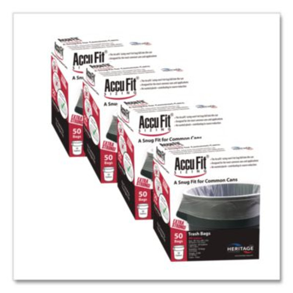 Linear Low Density Can Liners With Accufit Sizing, 44 Gal, 0.9 Mil, 37" x 50", Clear, 50 Bags/Box, 4 Boxes/Carton