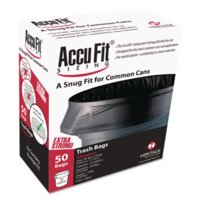 Linear Low Density Can Liners With Accufit Sizing, 44 Gal, 0.9 Mil, 37" X 50", Black, 50/Box