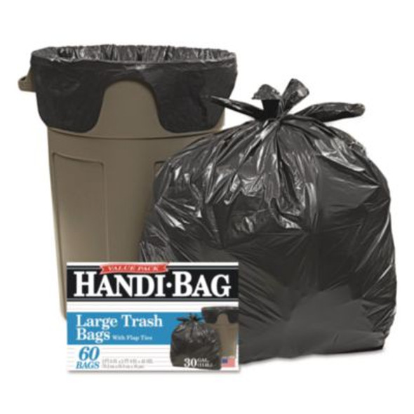 Super Value Pack Can Liners, 30 Gal, 0.65 Mil, 30" x 33", Black, 60/Box