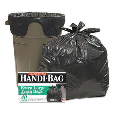 Super Value Pack Can Liners, 33 Gal, 0.65 Mil, 32.5" x 40", Black, 40/Box