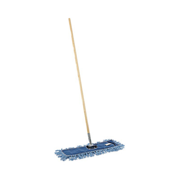 Dry Mopping Kit, 24 X 5 Blue Synthetic Head, 60" Natural Wood/Metal Handle