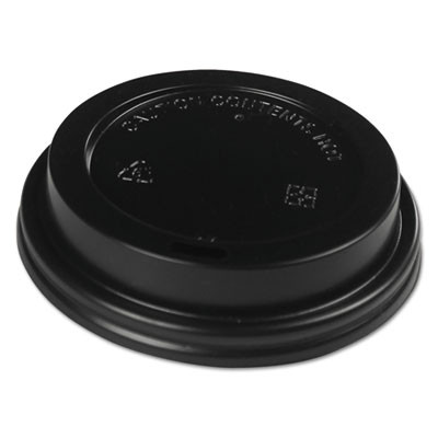 Hot Cup Lids, Fits 10 Oz To 20 Oz Hot Cup, Plastic, Black, 1,000/Carton