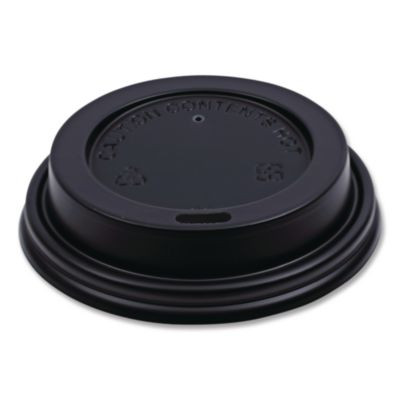 Hot Cup Lids, Fits 8 Oz Hot Cup, Plastic, Black, 1,000/Carton